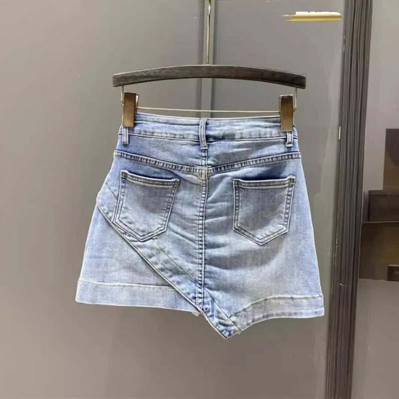 shorts saia jeans feminino vintura alta