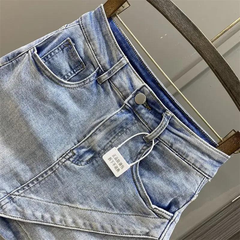 shorts saia jeans feminino vintura alta