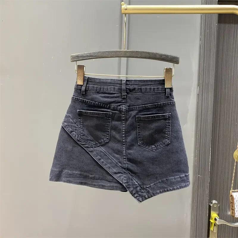 shorts saia jeans feminino vintura alta