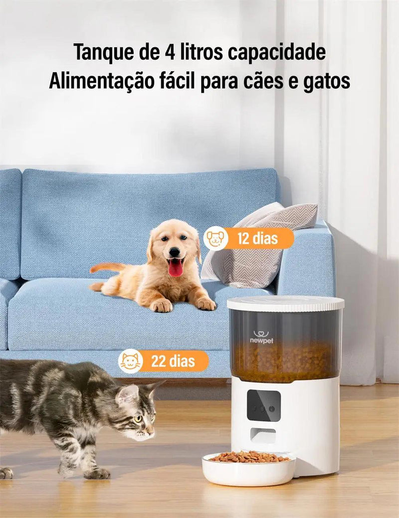 Alimentador de temporização para gatos 4L, aplicativo inteligente, alimentador de gatos, aço inoxidável, comida para animais de estimação, alimentação remota, dispensador automático, adequado para gatos e cães