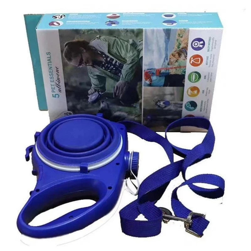 Multifunction Pet Dog Leash with Builtin Water Bottle Bowl Waste Bag Dispenser for Outdoor Walking Traction Rope Pet Accessories