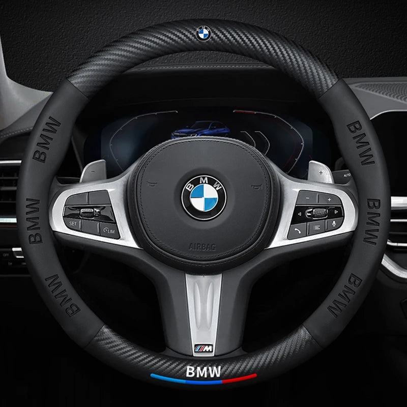 Capa de volante de carro de fibra de carbono para BMW