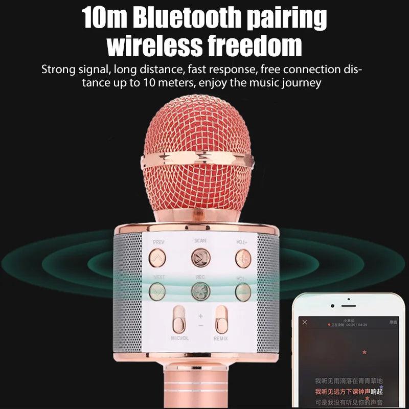 Microfone de karaokê sem fio Bluetooth Studio com cancelamento de ruído Microfones de vídeo para telefone para iPhone e transmissão ao vivo