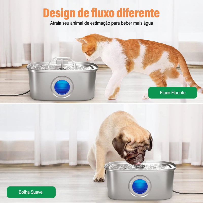 Newpet Bebedouro automático para gatos em aço inoxidável, bebedouro para gatos, acessórios para dispensador de água para animais de estimação