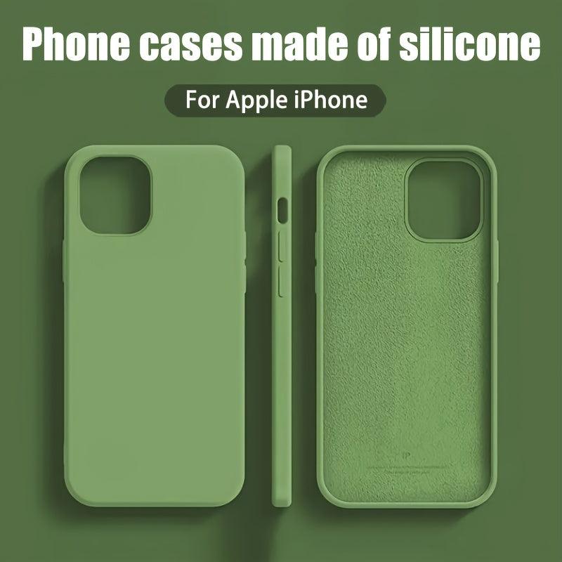 Capinha protetora de silicone de luxo à prova de choque de cor sólida, adequada para Apple iPhone